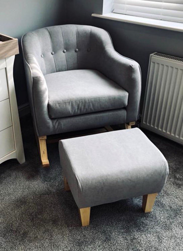 Grey velvet armchair with - grey,