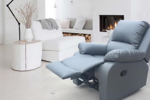 Grey single reclinering sofa - reclinering,