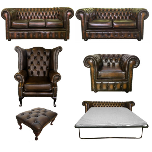 Genuine leather antique - leather, brown