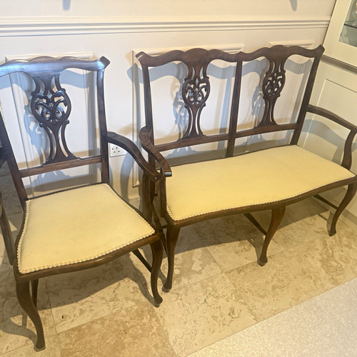 Wood art deco settee - deco,